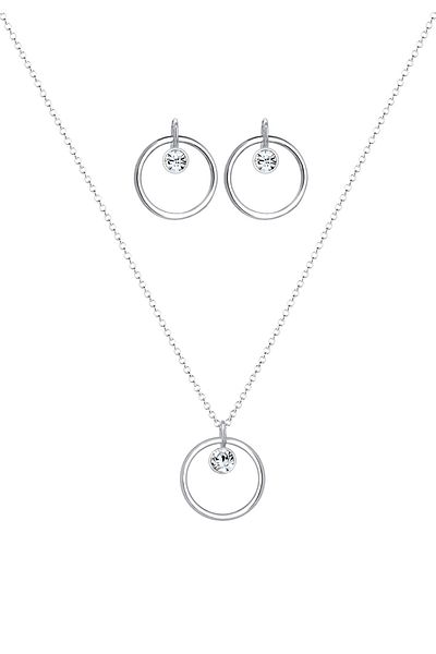 ELLI Schmuckset Kreis Geo Kristalle 925 Silber Tondo