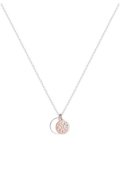 ELLI Halskette Bi Color Ornament Kreis 925 Sterling Silber