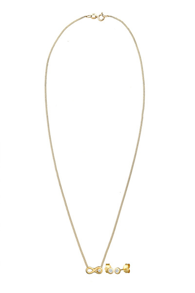 ELLI Schmuckset Infinity Solitär Diamant (0.075 ct.) 585 Gelbgold