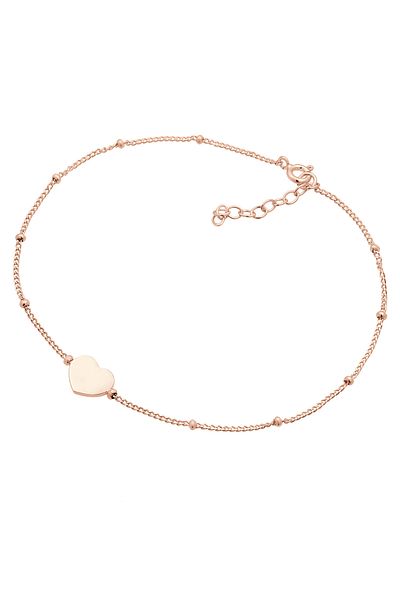 ELLI Fußschmuck Herzchen Kugelkette Verspielt Sommer 925 Silber