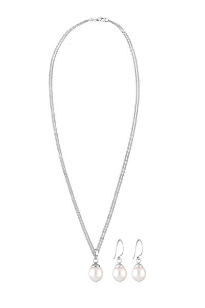 ELLI Schmuckset 925er Silber Süßwasserzuchtperle