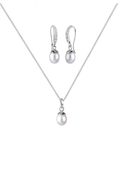 ELLI Schmuckset Perle Zirkonia 925 Sterling Silber