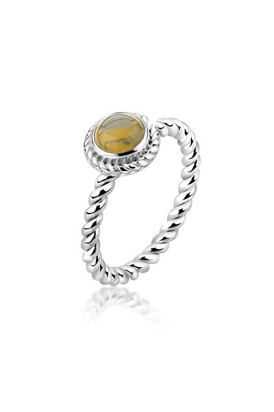 Nenalina Ring Citrin Geburtsstein November Boho Oxid 925 Silber