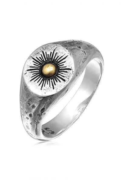HAZE & GLORY Ring Siegelring - Sun Lover Sonnen Motiv 925 Silber