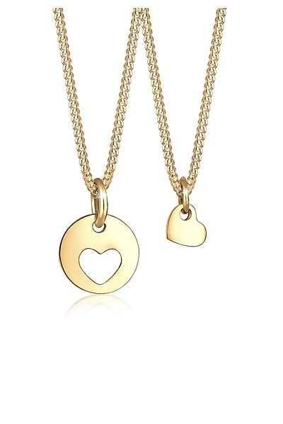 ELLI Halskette Damen Set Herz Cut-out Anhänger Mutter Kind Liebe in 925 Sterling Silber rosévergoldet