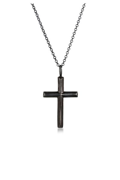 KUZZOI Halskette Herren Erbskette Kreuz Oxidiert Massiv 925 Silber
