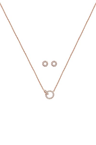 ELLI Schmuckset Kette Stecker Geo Kristalle 925 Silber