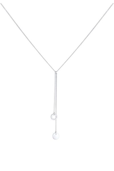 ELLI Halskette Y-Kette Kreis Plättchen Geo Trend Boho 925 Silber