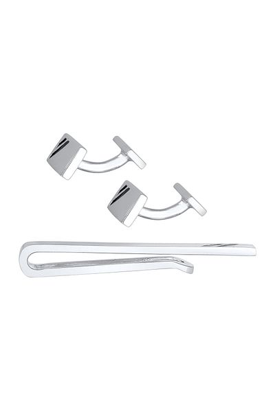 KUZZOI Krawattennadel Manschettenknöpfe Set Elegant 925 Silber