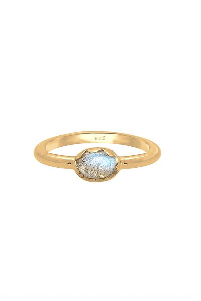 ELLI Ring für Damen, Vintage-Look, eleganter, ätherischer Labradorit-Edelstein aus 925er Sterlingsilber