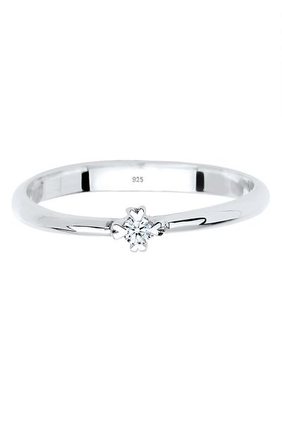 ELLI Ring Solitär Herz Verlobung Diamant 0.03 ct. 925 Silber