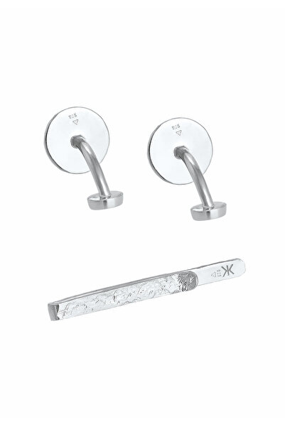 KUZZOI Schmuckset Manschettenknöpfe Krawattennadel Organic 925 Silber