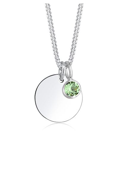 ELLI Halskette Plättchen Geburtsstein Kristalle 925 Silber