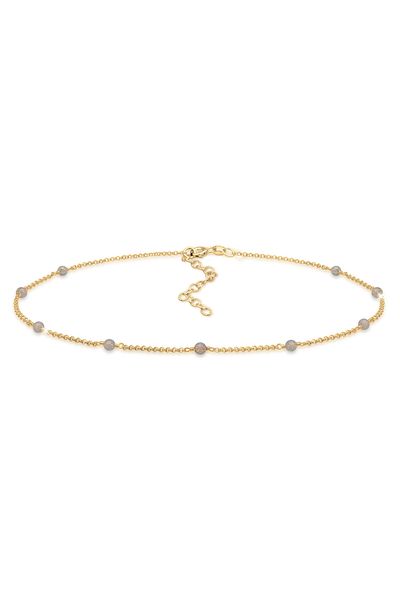 ELLI Náhrdelník pro ženy - obojkový rám, řetízek a labradoritové kuličky, Boho 925 Silver