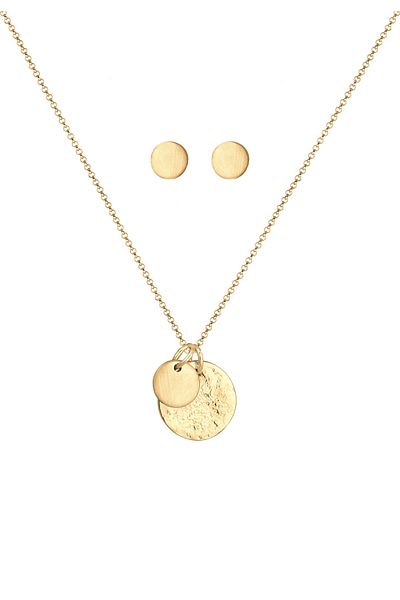ELLI Schmuckset Plättchen Geo-Organik Halskette Ohrring 925 Silber