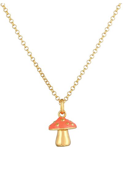 ELLI Damen-Pilz-Halskette – Orange, 925er Sterlingsilber, vergoldet
