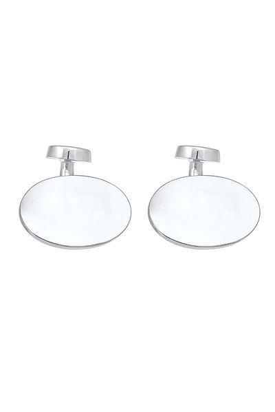 KUZZOI Manschettenknopf Oval Plättchen Poliert Elegant 925 Silber