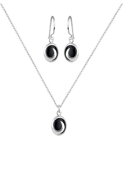 ELLI Schmuckset Onyx 925 Ayar Gümüş