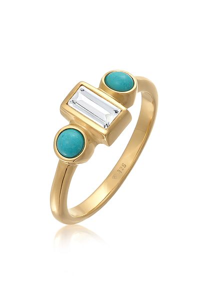 ELLI Premium-Verlobungsring für Damen im Vintage-Stil – Glitzer-Topas und Howlith-Stil aus 925er Sterlingsilber