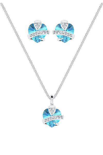 ELLI Schmuckset Herz Glamourös Kristalle 925 Gümüş