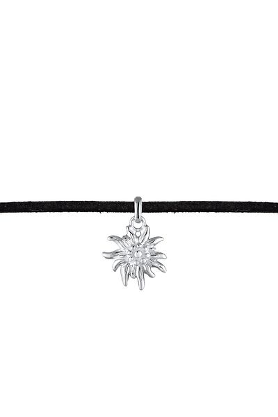 ELLI Edelweiß Halsband Tracht - Schwarz 925 Silber Halskette