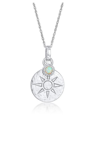 ELLI Halskette Plättchen Sonne Antik Opal 925 Silber