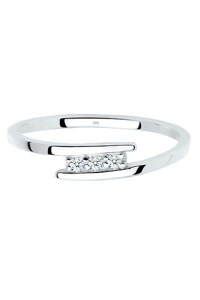 ELLI Stříbrný prsten Klassiker Trio Diamant 925 - 0,04 ct