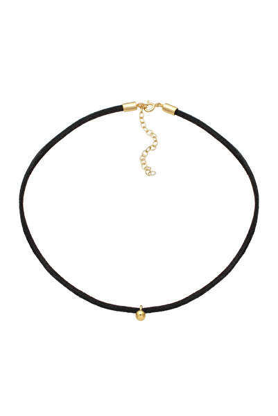 ELLI Colier Choker negru din catifea - argint 925 cu finisaj auriu