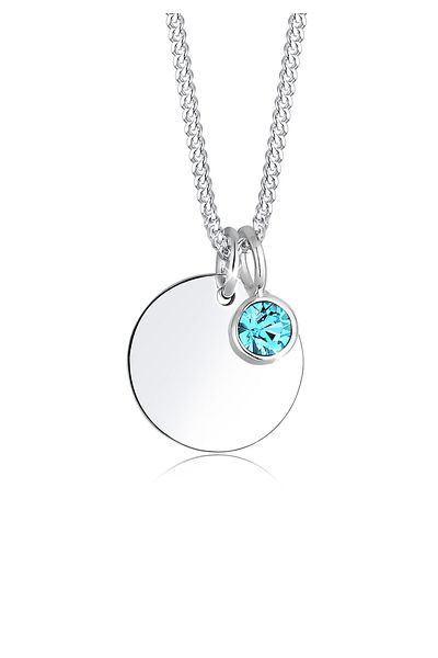 ELLI Halskette Plättchen Geburtsstein Kristalle 925 Silber