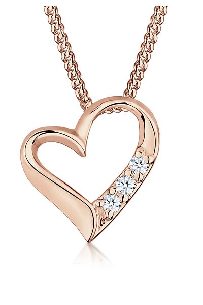 ELLI Halskette Damen Herz-Anhänger Eternity mit Diamanten (0,045 CT.) in 925 Sterling Silber