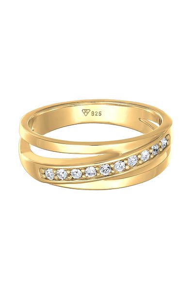 ELLI Damenring – 925er Sterlingsilber mit exquisitem Band und Kristallen