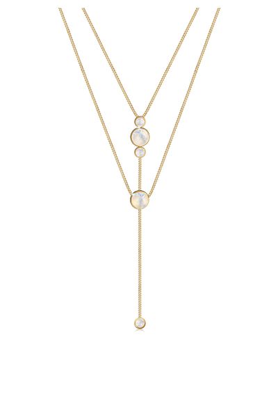 ELLI Halskette Halskette Y-kette Boho Layer Mondstein Elegant 925 Sterling Silber