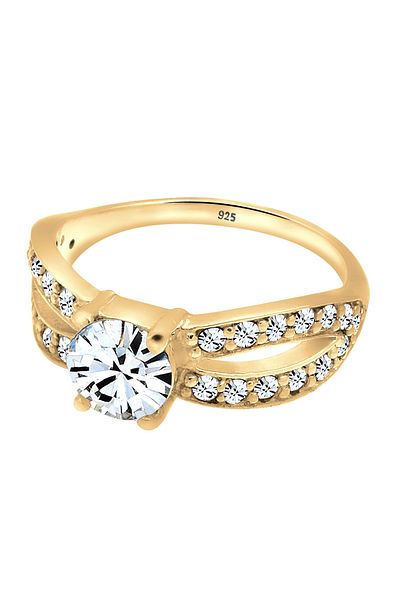 ELLI Ring Damen Solitär Glamourös mit Kristall in 925 Sterling Silber