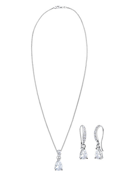 ELLI Schmuckset Tropfen Zirkonia 925 Sterling Silber