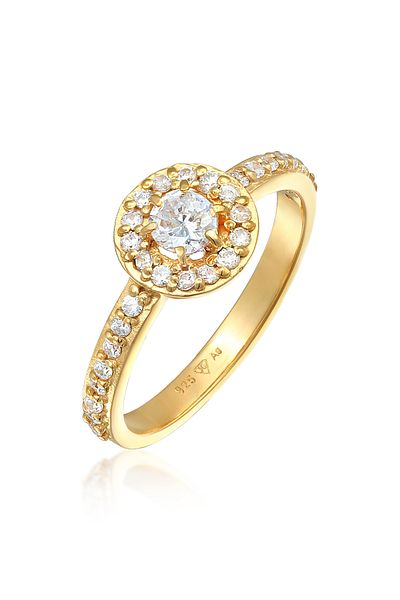 ELLI Ring Damen Verlobungsring Klassisch mit Zirkonia Kristallen in 925 Sterling Silber