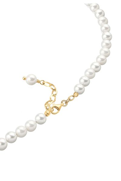 ELLI Halskette Damen Edel Braut Schlicht mit Muschelkernperlen in 925 Sterling Silber