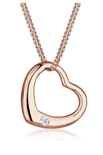 ELLI Halskette Damen Herz-Anhänger mit Diamant (0,03 CT.) in 925 Sterling Silber