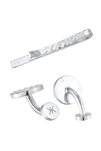 KUZZOI Schmuckset Manschettenknöpfe Krawattennadel Set 925 Silber