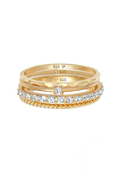 ELLI Damen-Ring-Set – 4 Stück aus 925er-Sterlingsilber, gedreht