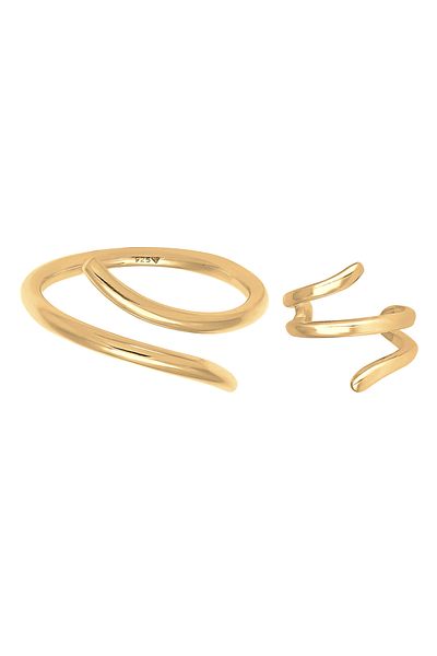 ELLI Schmuckset Ring Earcuff Wickellook 2er Set 925 Silber