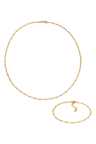 ELLI Schmuckset Figaro Halskette Kol Bandı Basic 925 Gümüş