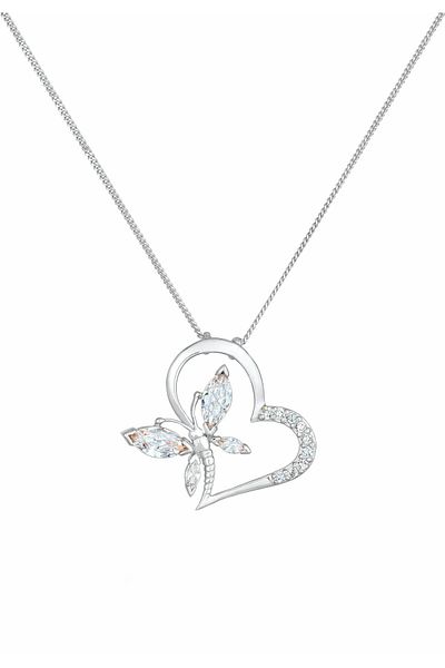 ELLI Halskette Herz Schmetterling Zirkonia 925 Silber Edel