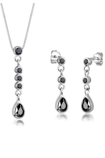 ELLI Schmuckset Tropfen Zirkonya 925 Ayar Gümüş