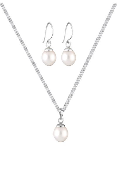 ELLI Schmuckset 925er Silber Süßwasserzuchtperle