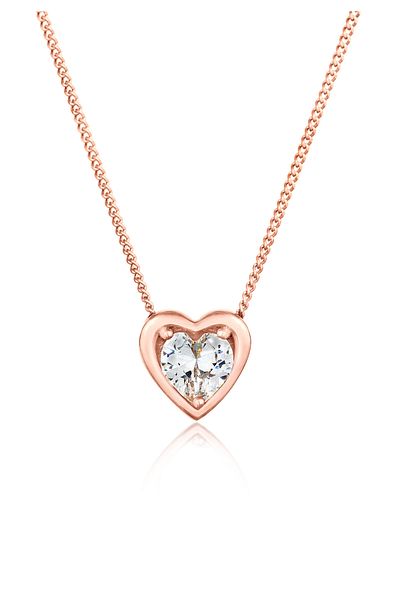 ELLI Halskette Damen Herz-Anhänger Love mit Zirkonia Kristallen aus 925 Sterling Silber