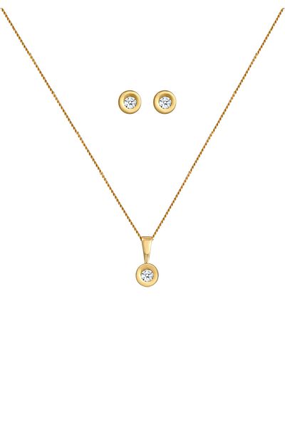 ELLI Schmuckset Solitär Klassisch Diamant (0,23 ct.) 585 Gelbgold