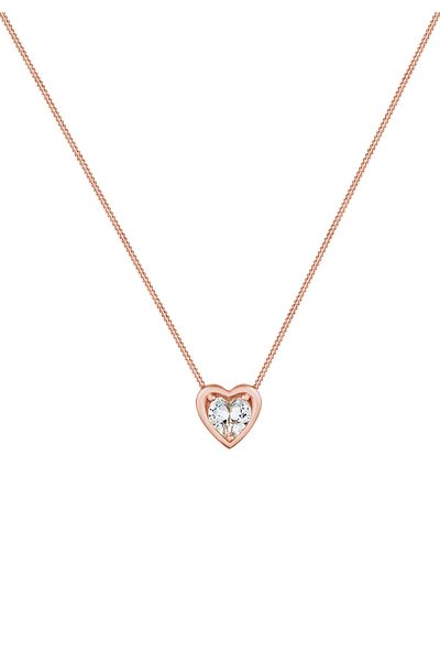 ELLI Halskette Damen Herz-Anhänger Love mit Zirkonia Kristallen aus 925 Sterling Silber