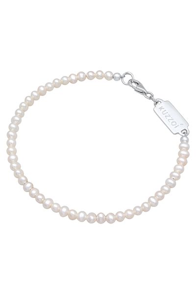 KUZZOI 925 Silbernes Süßwasserperlen-Armband – Klassisches Schlicht-Design
