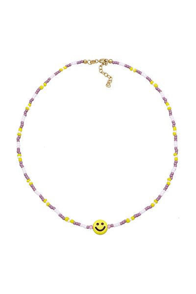 ELLI Fünfzig Halskette 925 Silber Glasperlen Mehrfarbig Bunt Smiley