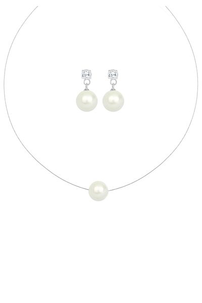 ELLI Schmuckset Muschelkernperle Zirkonya 925 Gümüş
